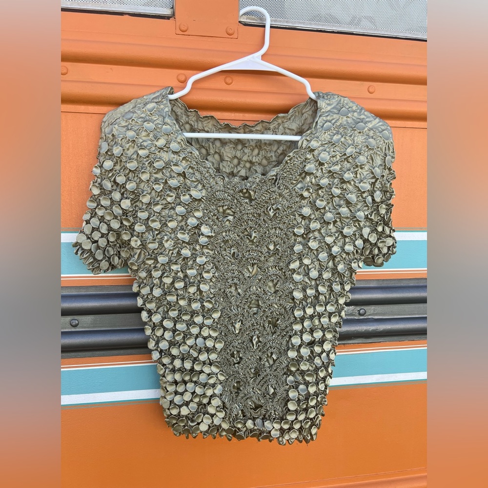 Vintage Green Scrunchy Shirt